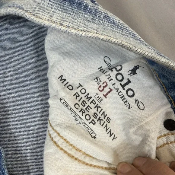 Polo Ralph Lauren Womens Mid-Rise Skinny Crop Blue Light Wash Denim Jeans 31x26 - Picture 10 of 16